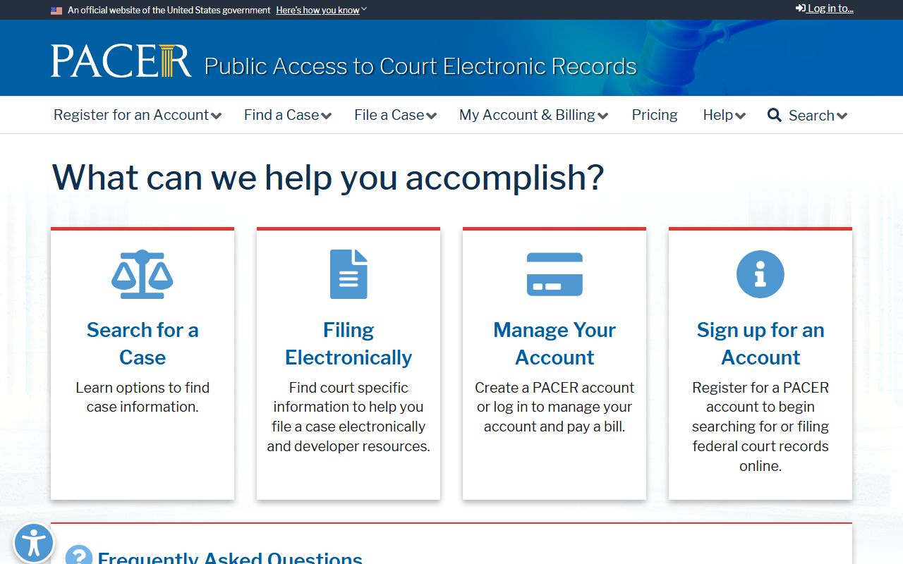 PACER federal court records system for Essex County federal cases