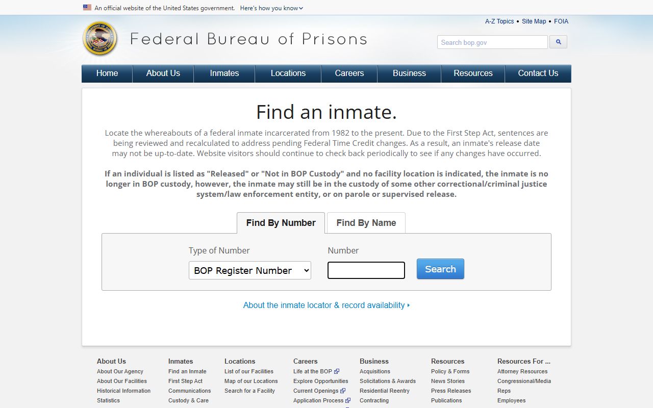 Essex County released inmates federal BOP locator search