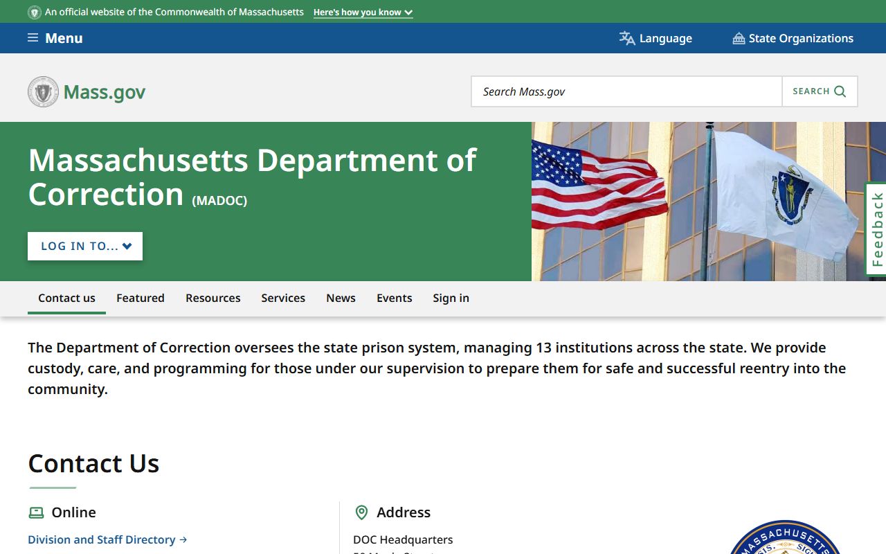 Essex County inmate release search via Massachusetts Department of Correction